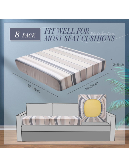 Funda de Cojín Estirable Newwiee 8 Pcs Gris Beige