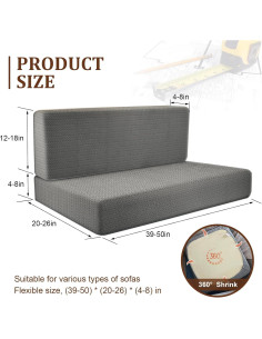 Funda de Cojines para Sofá Dinette RV LWuuywa 2PCS Gris 2