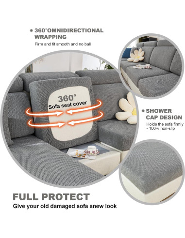 Funda de Sofá Universal MIFXIN Gris Tejido Antideslizante