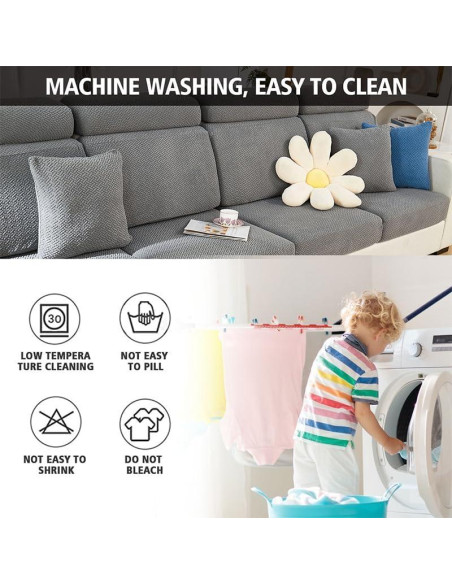 Funda de Sofá MAOILY Gris Medio Chaise Lavable Antideslizante