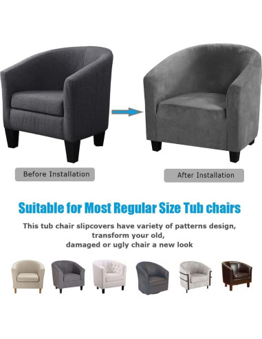 Funda de Silla Tubular MIFXIN Gris de Spandex Elástico