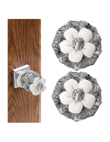 Cubiertas de pomo de puerta Sliverdew 2 Pcs Algodón Negro