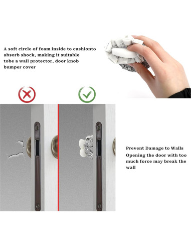 Cubiertas de pomo de puerta Sliverdew 2 Pcs Algodón Negro