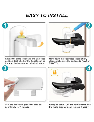 Cerradura de Palanca Matenf para Puertas a Prueba de Niños - 2 Unidades