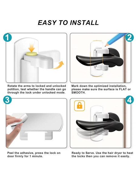 Cerradura de Palanca Matenf para Puertas a Prueba de Niños - 2 Unidades