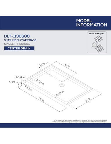 Base de Ducha DreamLine SlimLine 152x91 cm Blanco