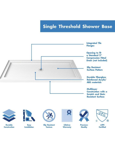 Base de Ducha DreamLine SlimLine 152x91 cm Blanco