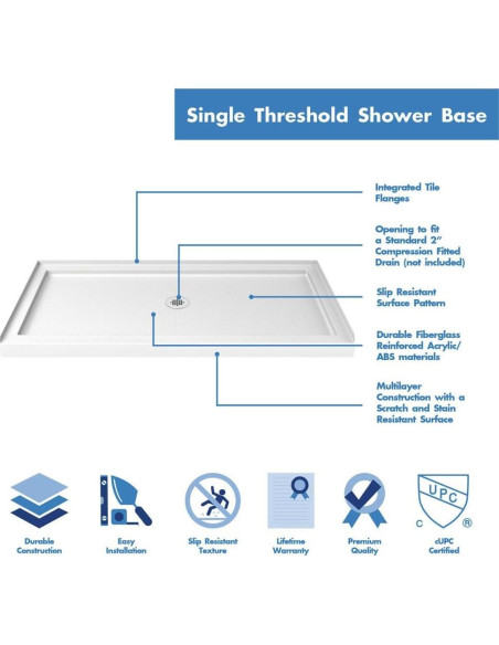 Base de Ducha DreamLine SlimLine 152x91 cm Blanco
