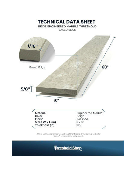 Umbral de Ducha de Mármol Beige 152 x 15 cm - Threshold.Shop