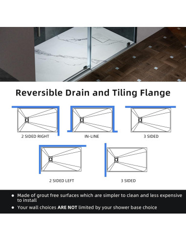 Base de Ducha Sin Umbral WOODBRIDGE 152 x 91 cm Blanco