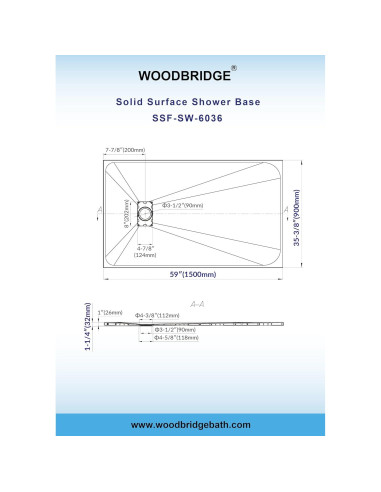 Base de Ducha Sin Umbral WOODBRIDGE 152 x 91 cm Blanco