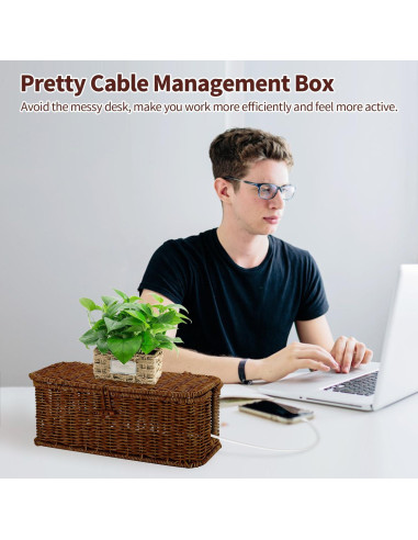 Caja Organizadora de Cables Allhercom Ratan Sintético 32.69x13.41cm