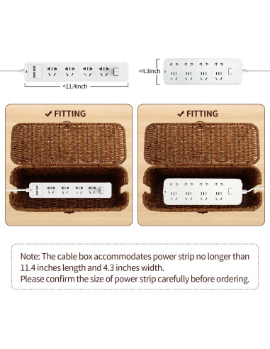 Caja Organizadora de Cables Allhercom Ratan Sintético 32.69x13.41cm