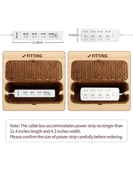 Caja Organizadora de Cables Allhercom Ratan Sintético 32.69x13.41cm