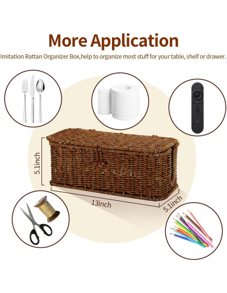 Caja Organizadora de Cables Allhercom Ratan Sintético 32.69x13.41cm