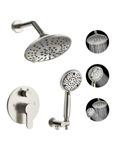 Conjunto de Ducha EMBATHER 8" Alta Presión Niquel Cepillado