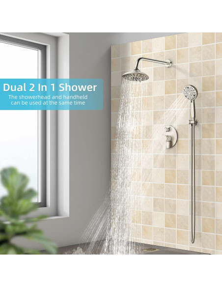 Conjunto de Ducha EMBATHER 8" Alta Presión Niquel Cepillado