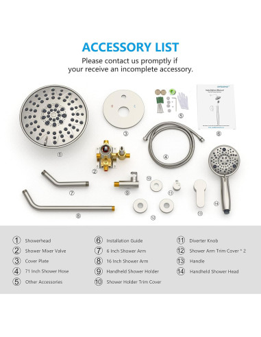 Conjunto de Ducha EMBATHER 8" Alta Presión Niquel Cepillado