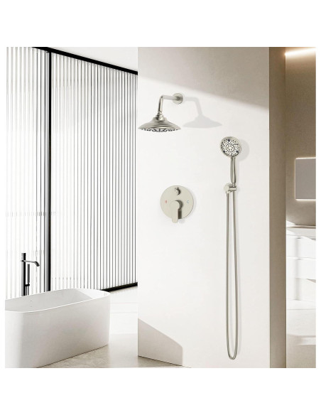 Conjunto de Ducha EMBATHER 8" Alta Presión Niquel Cepillado