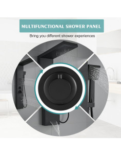 Panel de Ducha 4 en 1 KINKIB Negro Mate Acero Inoxidable 2