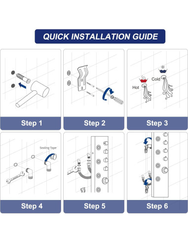 Panel de Ducha ROVATE Acero Inoxidable 4 en 1 Negro Mate