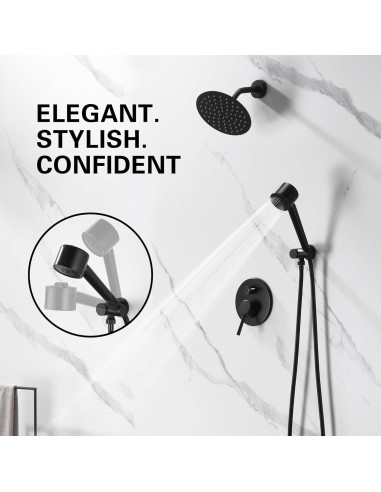 Grifo de Ducha Completo Foroute Negro Mate 8" (20,32 cm)