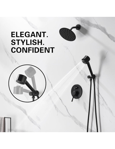 Grifo de Ducha Completo Foroute Negro Mate 8" (20,32 cm)