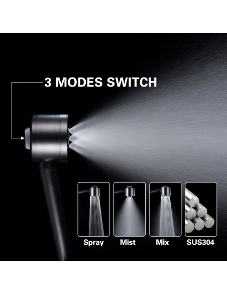 Grifo de Ducha Completo Foroute Negro Mate 8" (20,32 cm)