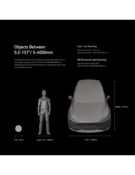 Escáner 3D Creality Raptor Pro con Puente Inalámbrico 0.02mm