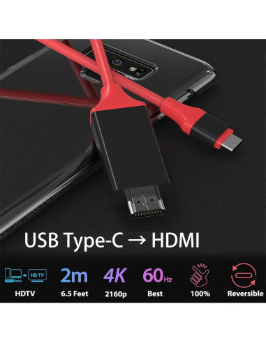 Cable HDMI USB-C 4K 2M Works para Xiaomi Mi 9 Pro