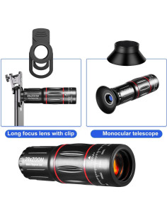 Kit Lentes Cámara Teléfono BNIFI 28X Telefoto Negro 2