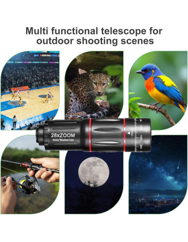 Kit Lentes Cámara Teléfono BNIFI 28X Telefoto Negro