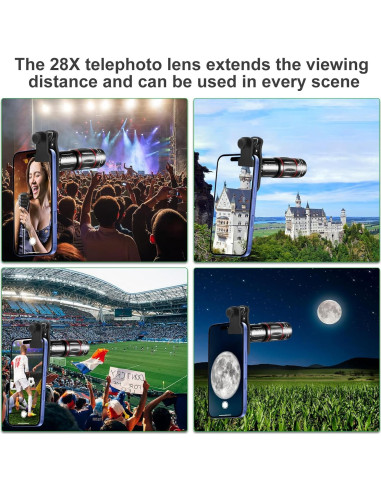 Kit Lentes Cámara Teléfono BNIFI 28X Telefoto Negro