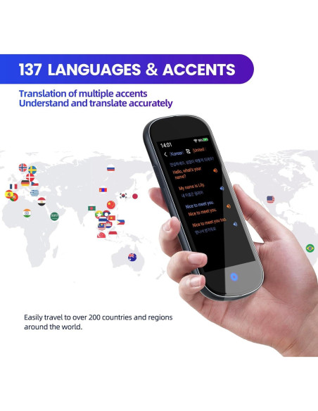 Traductor de Idiomas Neyes 2024, 137 Idiomas, 4" HD