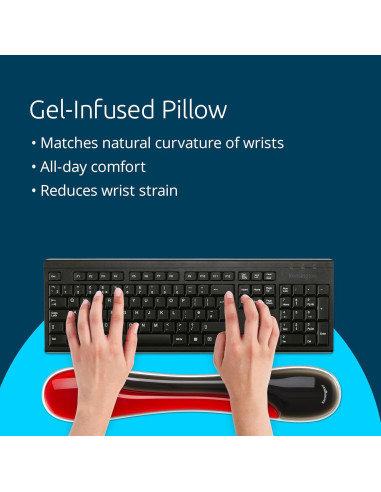 Reposamuñecas de gel Kensington Slim Duo Rojo 48x9 cm