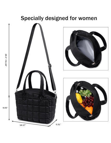 Caja de Almuerzo Aislada LOIDOU Negra 9L para Trabajo