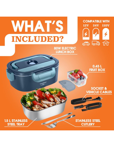 Caja de Almuerzo Eléctrica Travelisimo 1.5L Acero Inoxidable