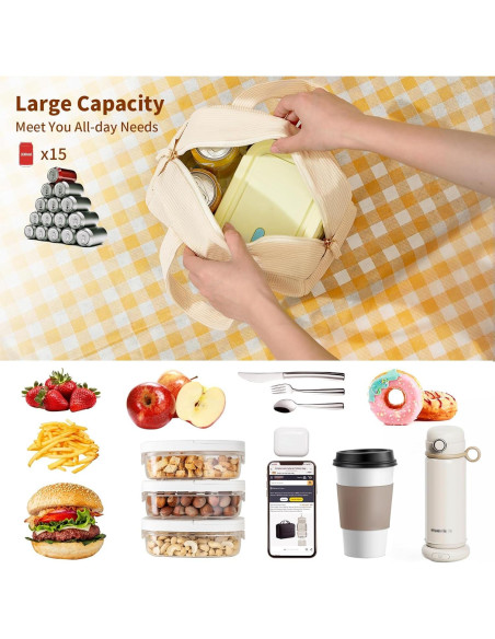 Bolsa de Almuerzo Aislada Belaven Beige 15 Latas 0.31 kg