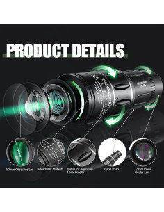 Monocular Compacto BUCAEEL 50mm Alta Potencia Negro 2