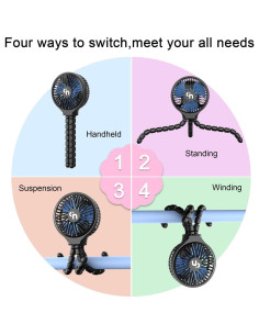 Ventilador Portátil WEGA SF01 Recargable 3 Velocidades Negro 2