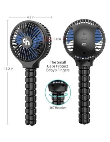 Ventilador Portátil WEGA SF01 Recargable 3 Velocidades Negro