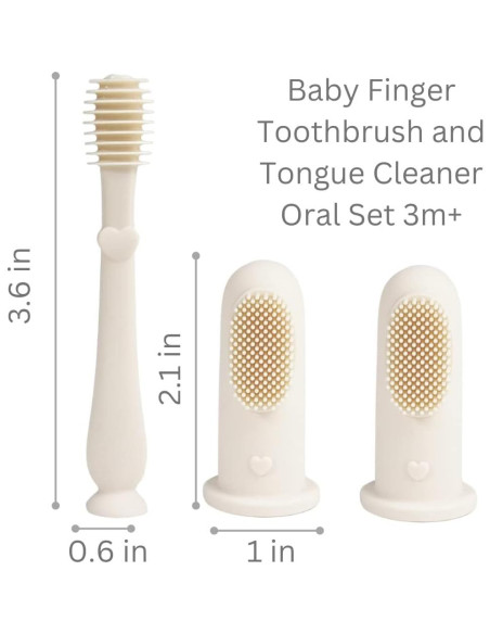 Conjunto de Cuidado Oral Ali+Oli para Bebé Marfil - 2 Cepillos y Limpiador