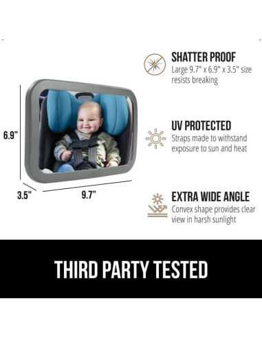 Espejo para Bebés Gorilla Grip 360 Ajustable Gris