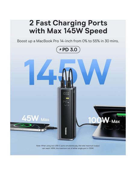 Baseus Estación de Acoplamiento 11 en 1 4K HDMI y DP + Batería 20800mAh