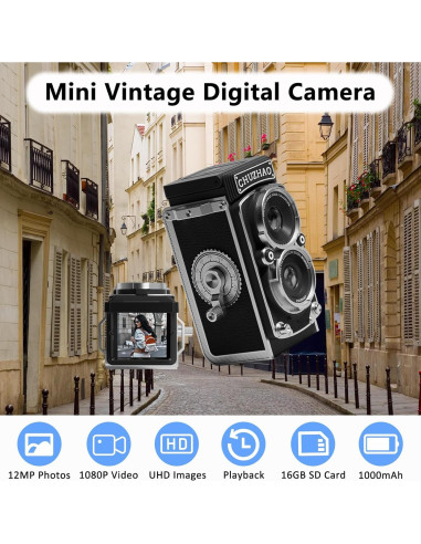 Cámara Digital Mini Vintage CHUZHAO 12MP 1080P Portátil