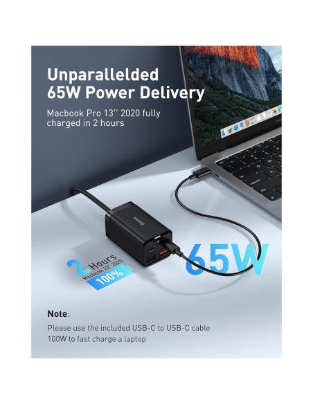 Baseus Hub USB-C 7 en 1 con HDMI 4K y Cargador 65W
