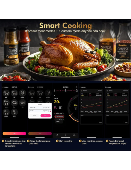 Termómetro de Carne Inalámbrico TempGrill BQ50 con Sonda 5mm