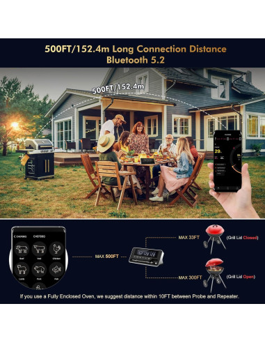 Termómetro de Carne Inalámbrico TempGrill BQ50 con Sonda 5mm