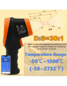 Termómetro Infrarrojo SURLABA XF-1500APP Bluetooth 1500C 2
