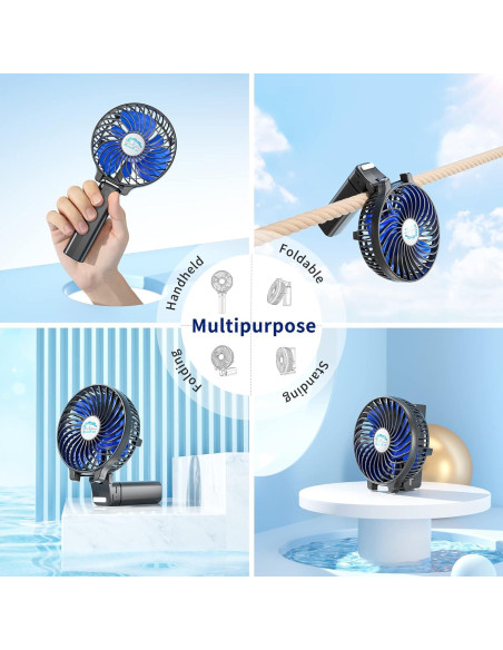 Ventilador de Mano Plegable HandFan 2000mAh USB Negro/Azul Ventilador de Mano Plegable HandFan 2000mAh USB Negro/Azul